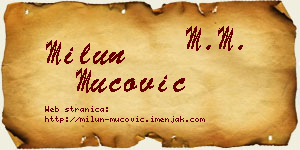 Milun Mucović vizit kartica